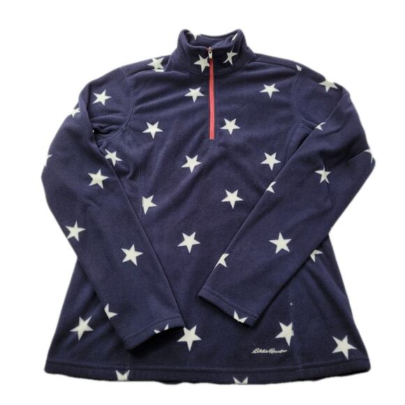 Eddie Bauer Midnight Navy Fast Fleece Quarter Zip with Stars size XS - Picture 1 of 10